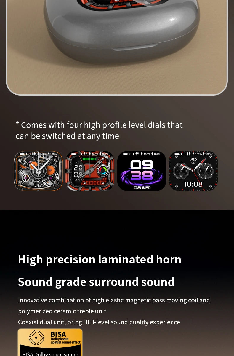 AI Translating Earbuds Real-time 144 Languages Translation Earphone Touch LCD Screen OWS Open Ear Wireless Headphone HiFi Stereo