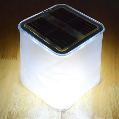 Solar Power Inflatable Camping Lights Outdoor LED Lamp Frosted Square Solar Panel Shed Light Emergency Hiking Lighting