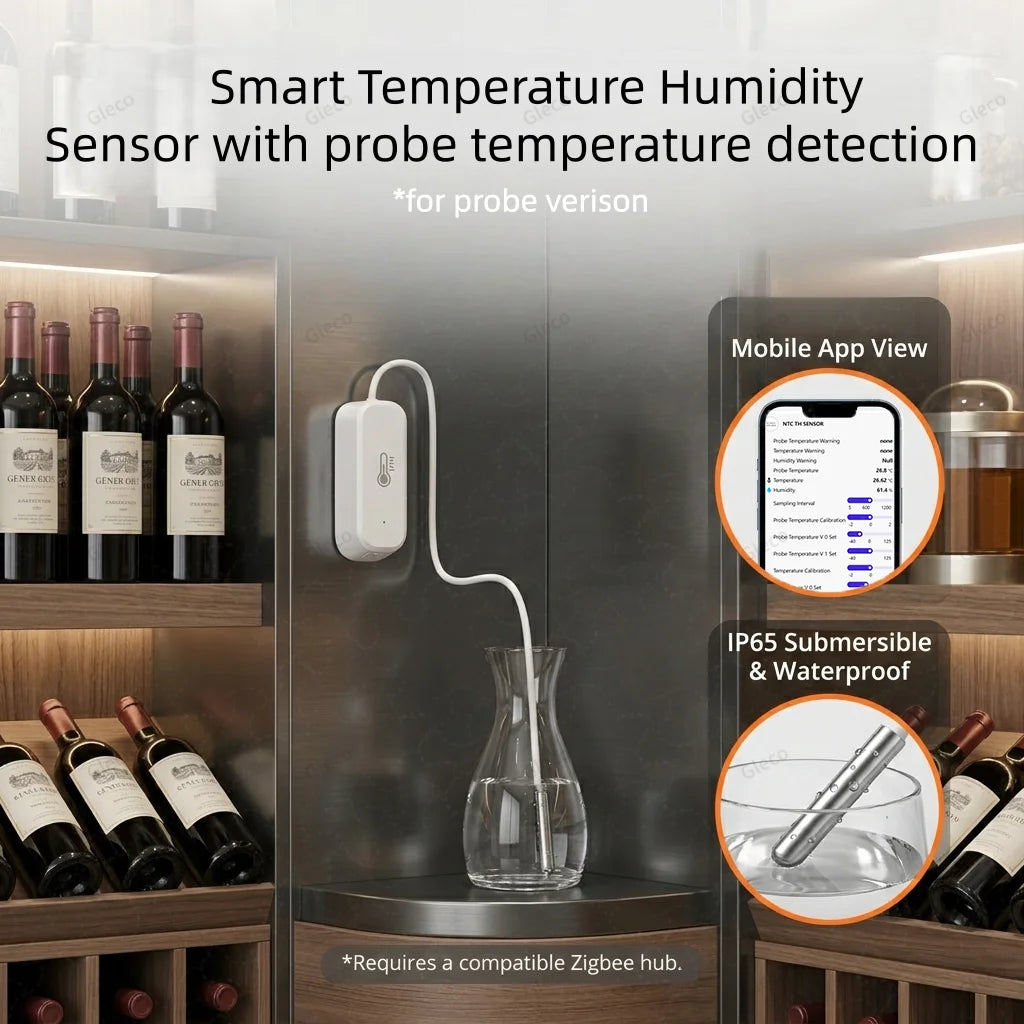 WiFi Zigbee Temperature Humidity Meter With Optional External Probe Thermometer Sensor Zigbee2mqtt TUYA For Fish Tank Freezer