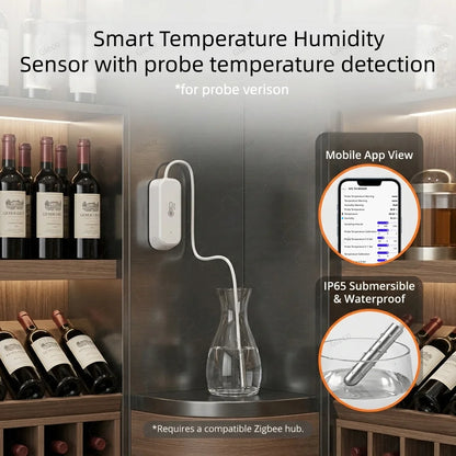 WiFi Zigbee Temperature Humidity Meter With Optional External Probe Thermometer Sensor Zigbee2mqtt TUYA For Fish Tank Freezer