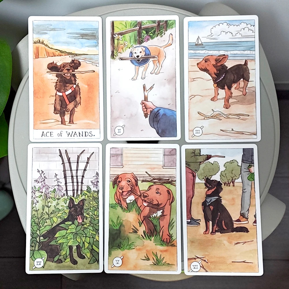 Dog Tarot Deck in Rigid Box, 78 Pcs Cards Inspired By Wise Companion Printed on 350GSM Double-embossed Cardstock - 12*7cm