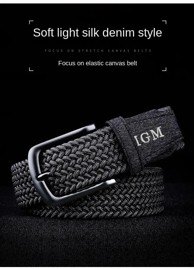 Men Belt Braided Elastic Belt for Men Stretchy Woven Canvas Fashion Belt for Versatile Jeans and Pants