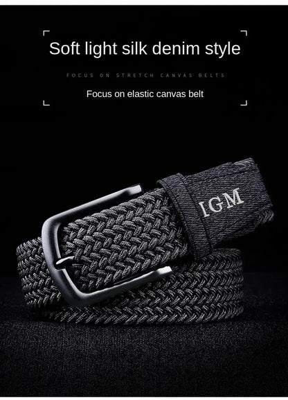 Men Belt Braided Elastic Belt for Men Stretchy Woven Canvas Fashion Belt for Versatile Jeans and Pants