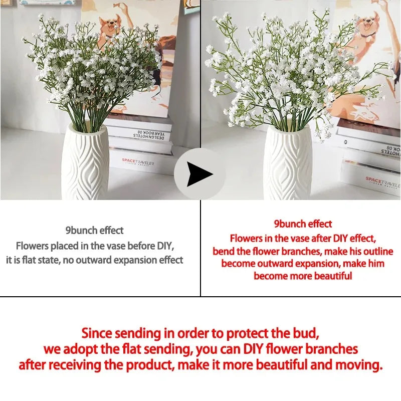 Artificial Plastics Gypsophila Flower Outdoor Garden Party Courtyard Home Vases Table Wedding Bridal Bouquet DIY Gifts Accessory