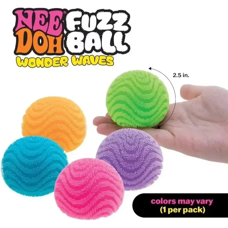 Nee Doh Fuzz Ball Wonder Waves Sensory Squeeze Toy Squishy Toy Textured Stress Relief Fidget Ball for Adults Kids