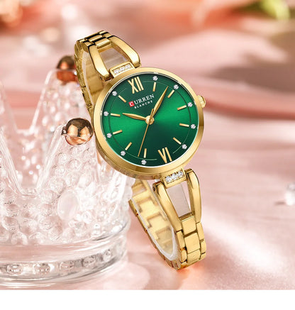 CURREN 9092 Quartz Watches Women Elegant Bracelet Stainless Steel Strap Rhinestone Fashion Ladies Simple Watch Gifts reloj mujer