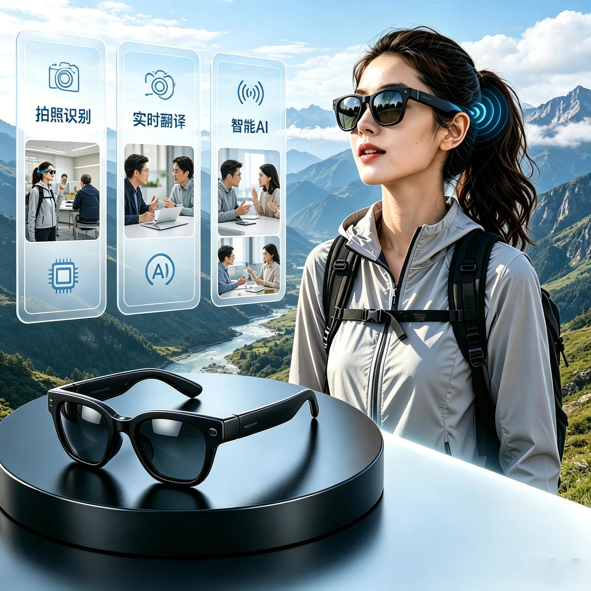 2026 AI Smart Glasses with 8MP Camera Video Recording Many Languages Translation Sunglasses Bluetooth Call Music Play Men Women