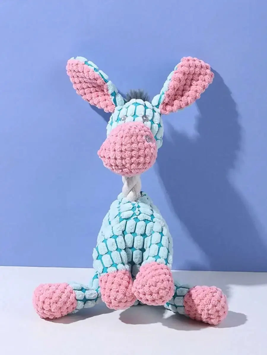 Plush Knotted Pet Chew Toy With Squeaker For Dogs And Cats Soft Durable Interactive Stuffed Animal