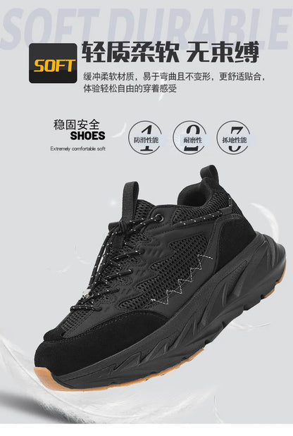 Men's Hiking Shoes Breathable Mesh Leather Upper Non-slip Rubber Sole Outdoor Casual Trekking Walking Shoes Size 39-45