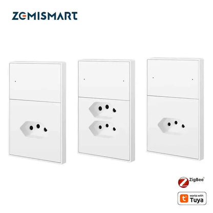 Zemismart Zigbee Brazil Outlet 10A 20A Brazilian Socket Work with Tuya Smart life Google Home Smartthings Homekit Control via M6