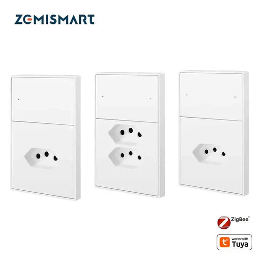 Zemismart Zigbee Brazil Outlet 10A 20A Brazilian Socket Work with Tuya Smart life Google Home Smartthings Homekit Control via M6