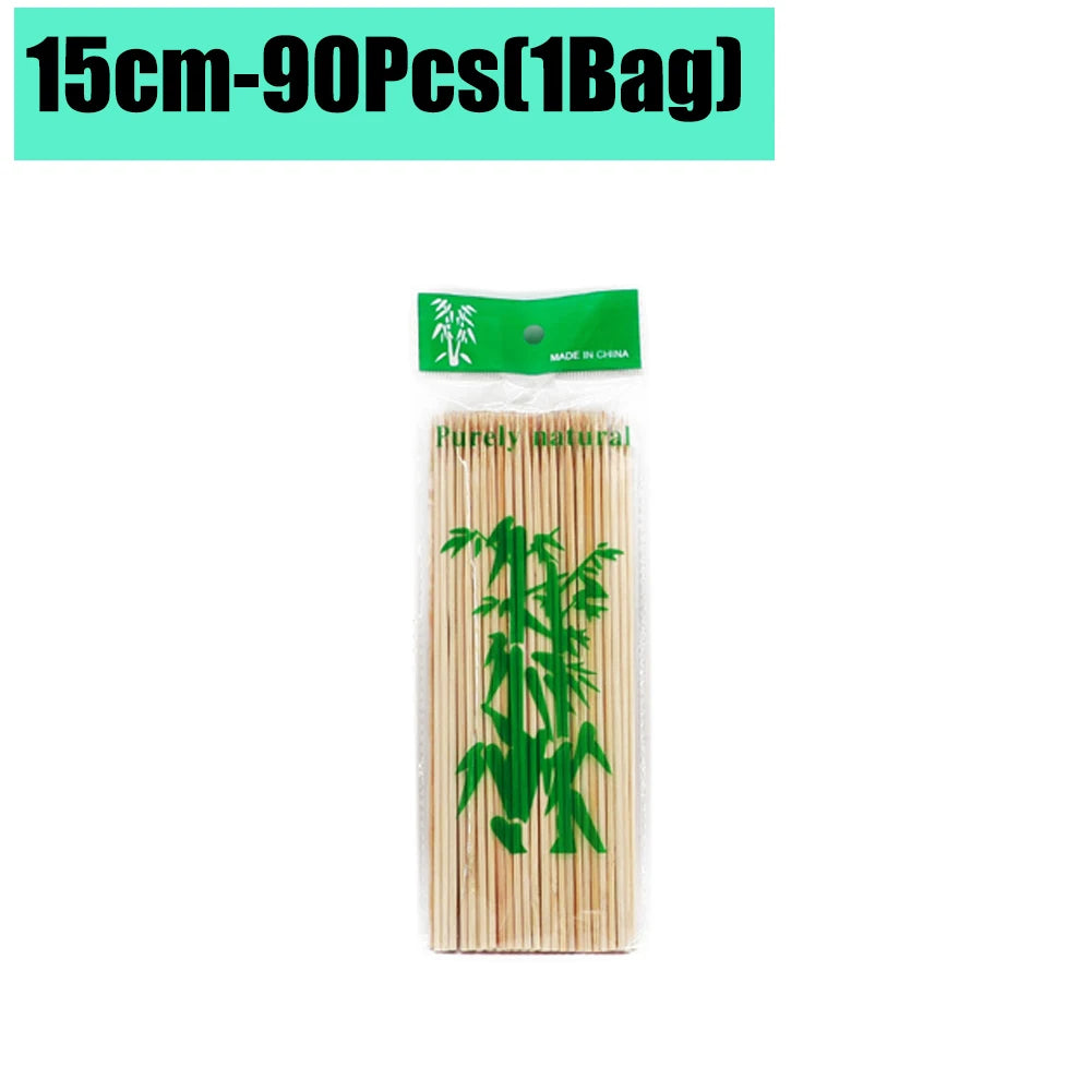 90-1350Pcs Bamboo Wooden BBQ Skewers Sticks Disposable 15/20/25/30cm for Grilling, Fruit, Kabob,BBQ, Barbecue, Camping, Outdoor