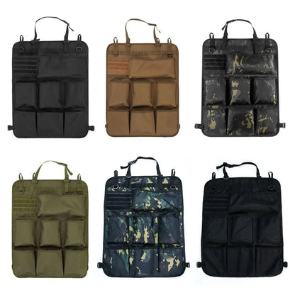 Universal Vehicle Seat Back Organizer Military Style Camo Storage Bag with 7 Pockets Tactical Auto Organizer for Car Truck SUV