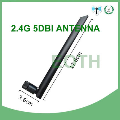 Eoth 5pcs 2.4GHZ rubber antenne Gain 5dbi SMA male px4 to SMA female extension cable for zigbee router meshtastic network largo