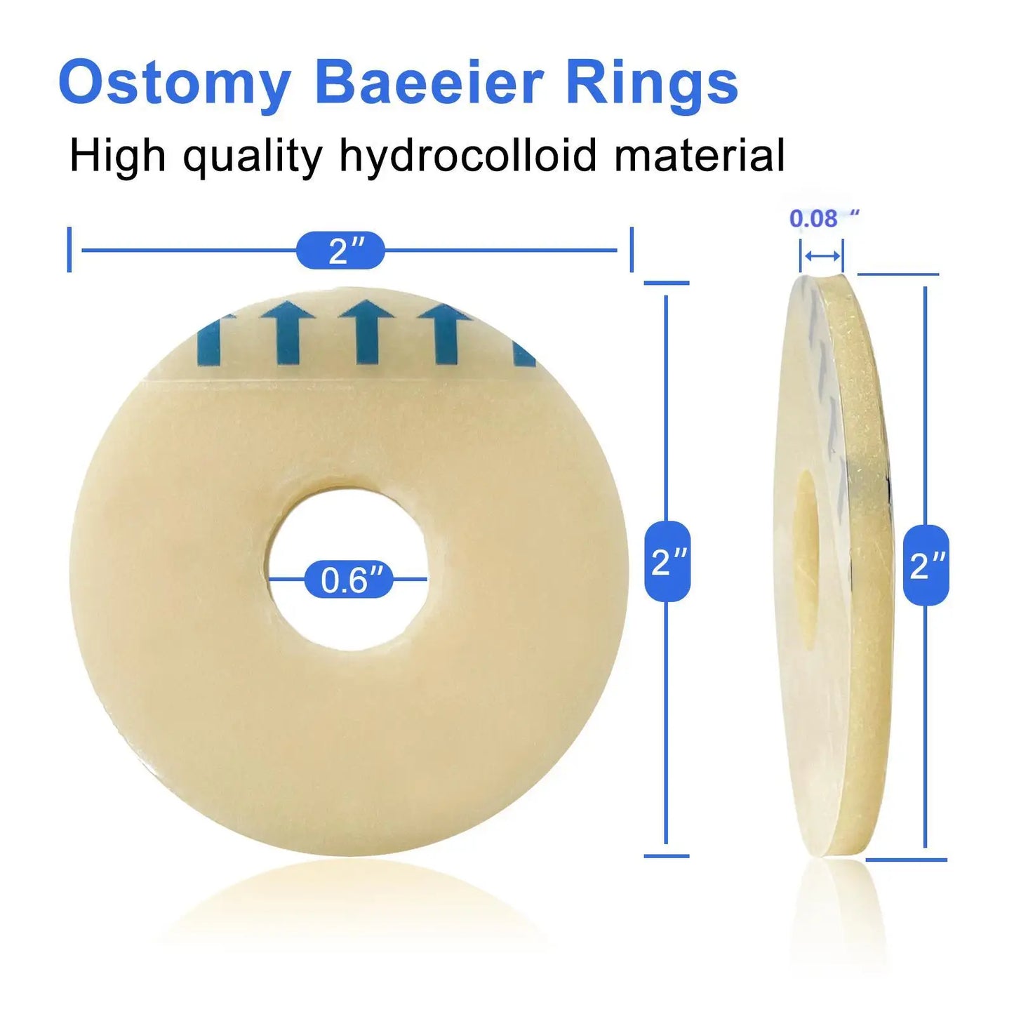 10PCS Ostomy Barrier Rings-Outer Diameter: 2" (50mm) 2mm Thickness Compatible with All Bag Types and Brands