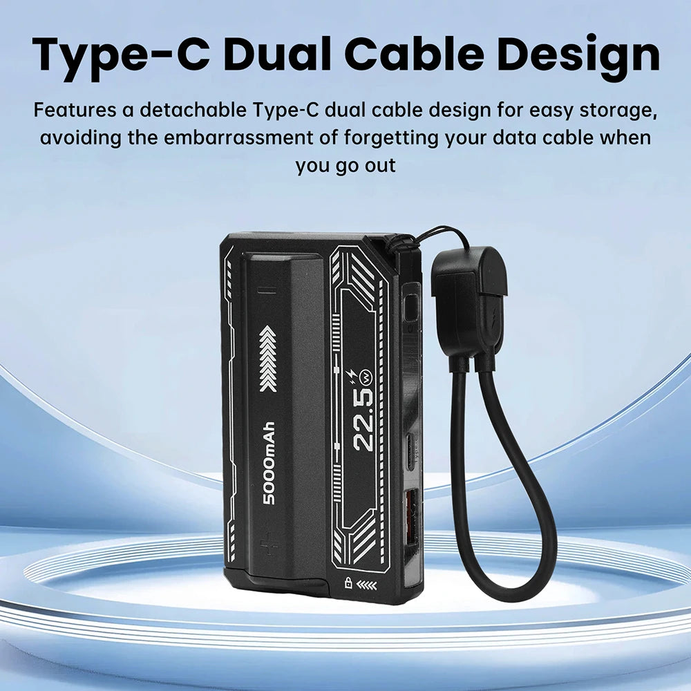 1 Section Welding Free 21700 Mobile Power Case PD 20W Fast Charging Built-In Cable Detachable Power Bank DIY Battery Box