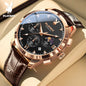 PLAYBOY 3035 Brand original authentic watches for man luxury Gift Box fashion Belt chronograph calendar quartz men's watch