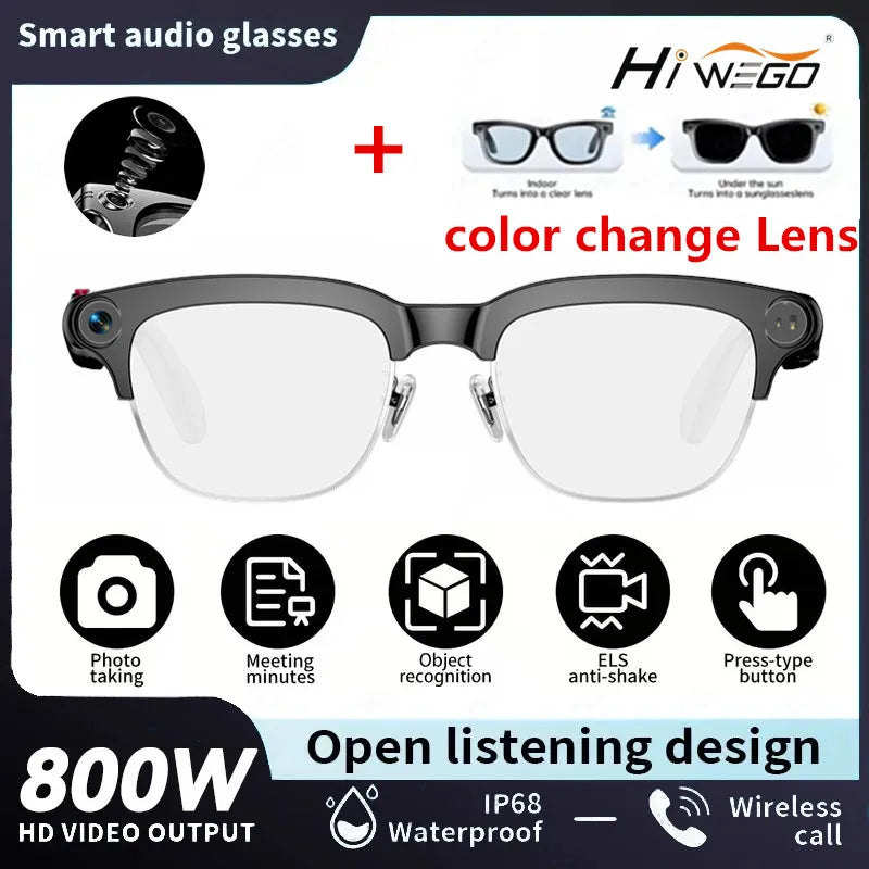 2026 New 8MP Ultra-Wide HD Camera Smart Glasses Video Record 4GB AI Photo Recognition BT Call Translation Voice Smart Glasses