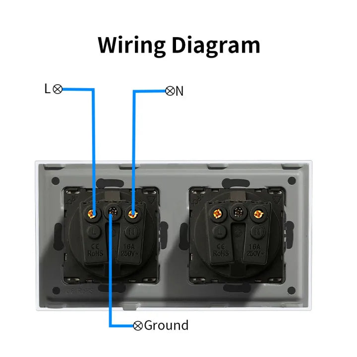 Bingoelec Grey Smart Light Switch and WiFi Wall Socket with Crystal Glass Panel Switches with Sockets Home Improvement