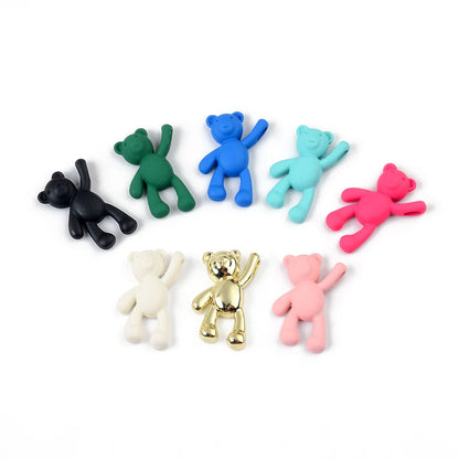 10PCS/lot DIY Cute Cartoon Teddy Bear Pendant Jewelry Accessories Wholesale Alloy Spray Paint Simple Multicolor Jewelry Material