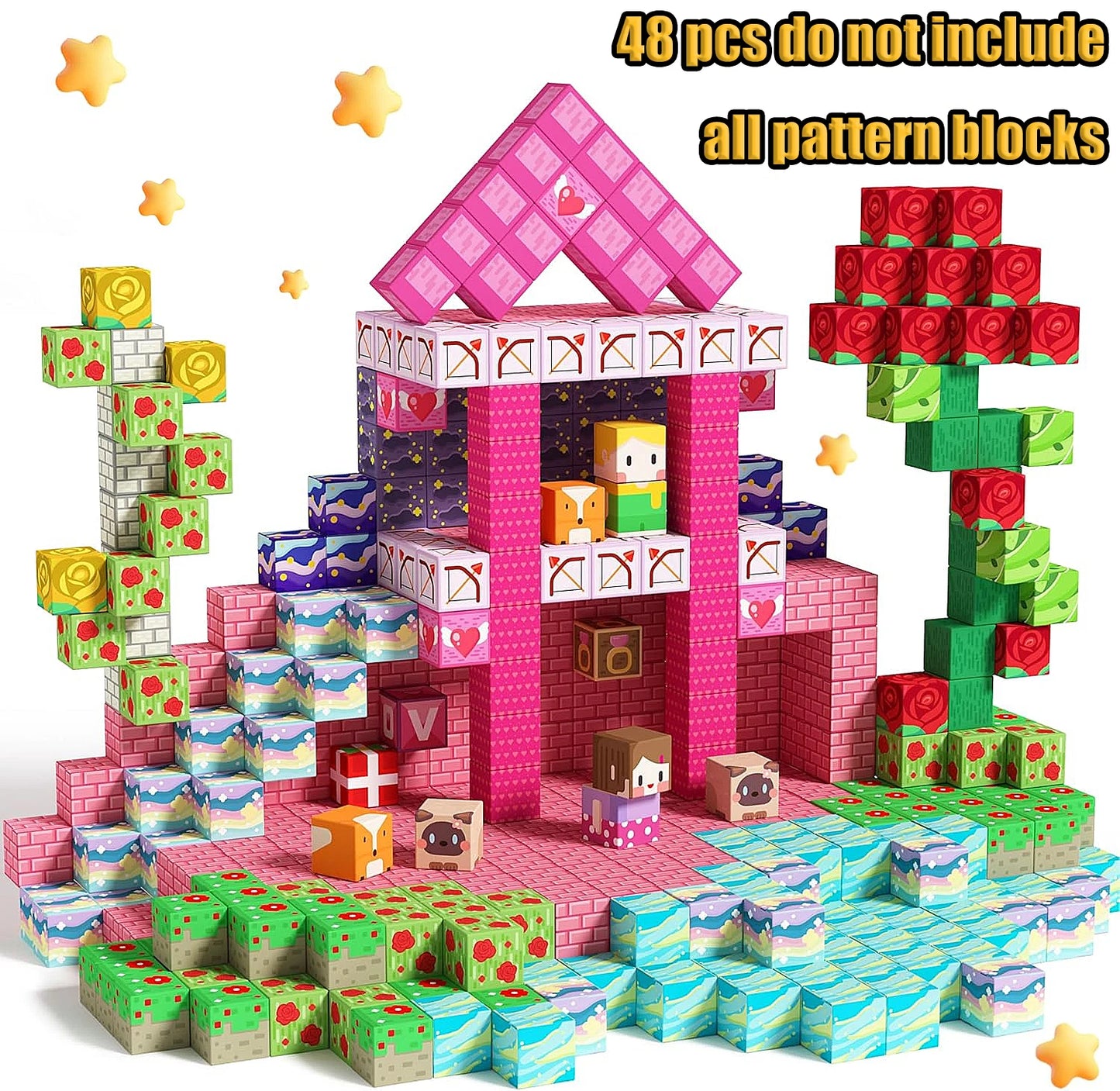 Magnetic Building Blocks Mine World Magnetic Forest Ender Lava  Construction Brick Cube STEM Toy Set Gift for Boy Girl Children