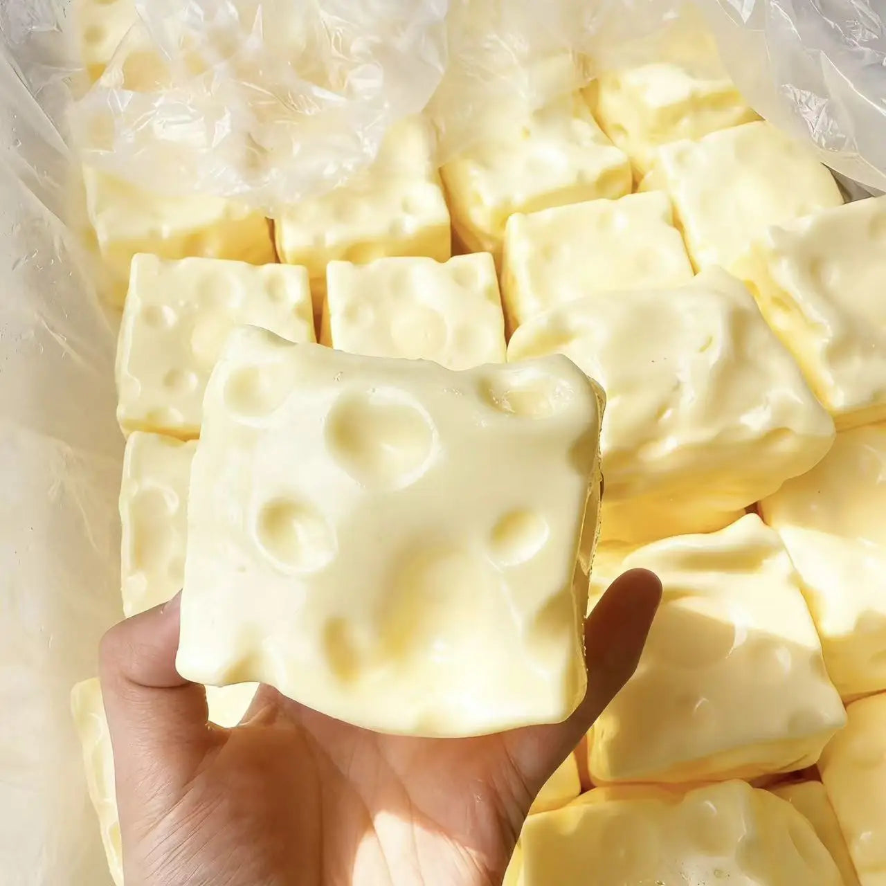 Giant Cheese Cube Stress Ball Squishy Cheese Shapeable Squeeze Ball Non-Bounce Fidget Toy ASMR Sensory Anti-Stress Adults Gift