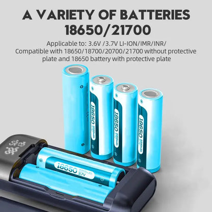 18650 Battery Charger Case DIY Power Bank Box Portable QC 3.0 PD 18W Fast Charging Case for 18650 21700 20700 Lithium Batteries