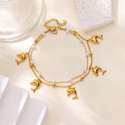 Stainless Steel Imitation Pearl Anklets for Women Gold Color Chain Ankle Bracelet Anklet Summer Beach Jewelry Accessories Gift