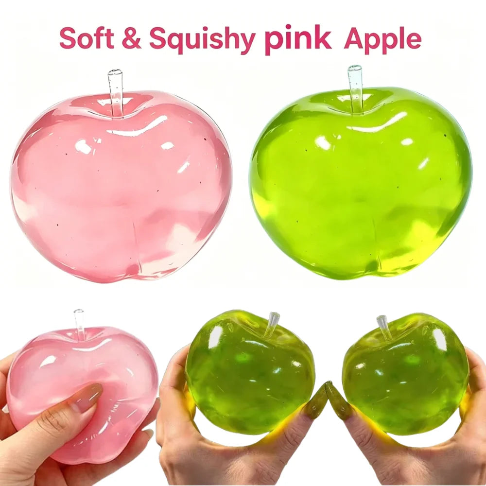 Transparent Apple Maltose Squishy Fidget Toy Stress Anxiety Relief Soft Squeeze Toy Portable Desk Accessory Office Decor Gift
