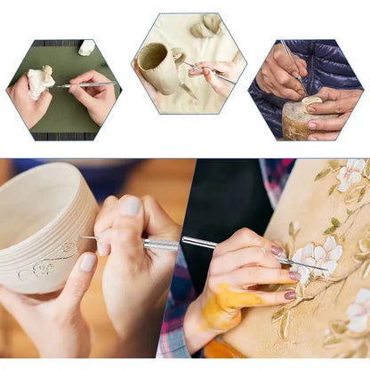 4pcs Aluminum Stick Detailing Needle Clay Tool Pottery Ceramics Tools Polymer Clay Sculpting Modeling DIY Tool Cake Accessories