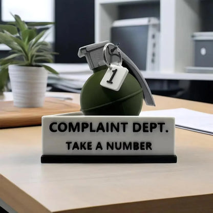 Interesting Grenade Complaint Department Desk Logo Decoration Interesting "Take A Number" Office Decoration