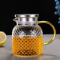 JUSTINLAU Cold Water Jug Heat-resistant Glass Teapot Large Capacity Rice Grain Pattern Boil Water Kettle for Kitchen and Dining