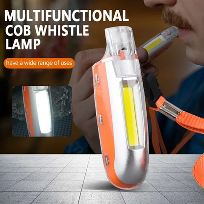 2-in-1 COB Strong Light and Whistle Light Creative Shape Key Chain Pendant Portable Led Flashlight Handheld Keychain Lamp