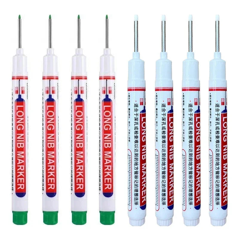 8Pcs/Set 20mm Deep Hole Long Nib Head Markers For Metal Perforating Pen Waterproof Bathroom Woodworking Decoration Multi-Purpose