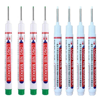 8Pcs/Set 20mm Deep Hole Long Nib Head Markers For Metal Perforating Pen Waterproof Bathroom Woodworking Decoration Multi-Purpose