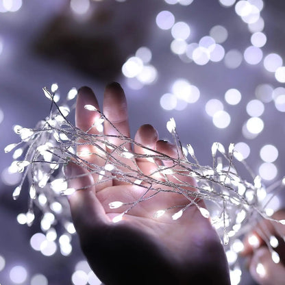 USB Power LED Firecracker String Lights Remote Control Garland Fairy Lights for Wedding Party Garden Plants Christmas Decoration