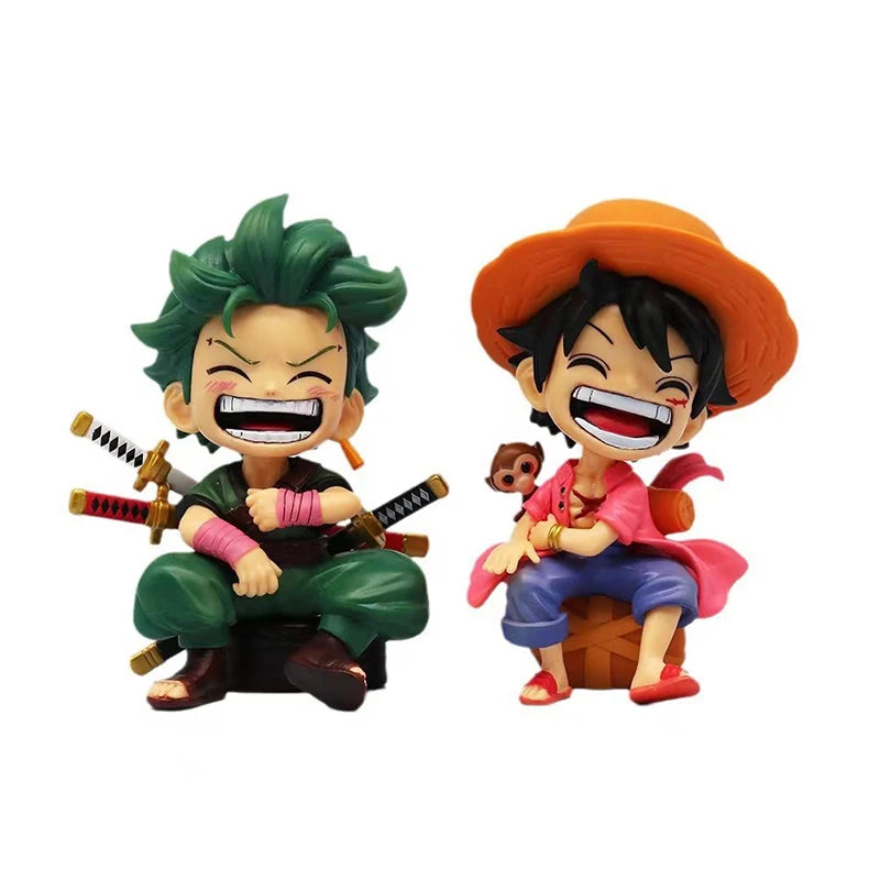 Anime peripheral series new ONE PIECE Luffy Solon Sanji Q-version sitting posture model figurine toy for children birthday gifts