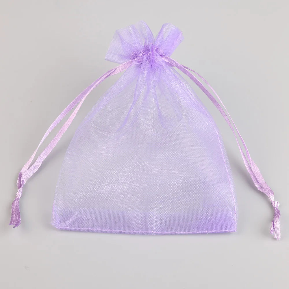 50/100pcs Colorful Organza Gift Bag 5x7 7x9 9x12 10x15 13x18cm Party Wedding Favors Candy Jewelry Packaging Drawstring pouches