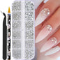 12grids Half Round Pearls Beads 3D Nail Charms 1.5/2/2.5/3/4/5mm White Flatback Pearls Nail Jewelry Nail Craft Pearl Rhinestones
