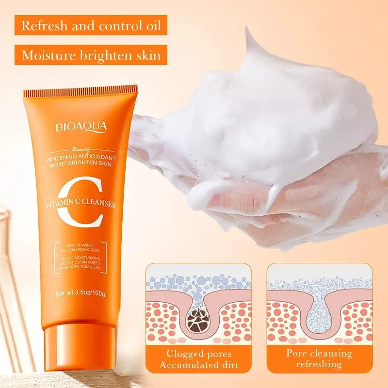 [F] BIOAQUA Hyaluronic Acid Retinol Vitamin C Facial Cleanser Oil Control Moisturizing Face Wash Foam Face Cleanser Skin Care