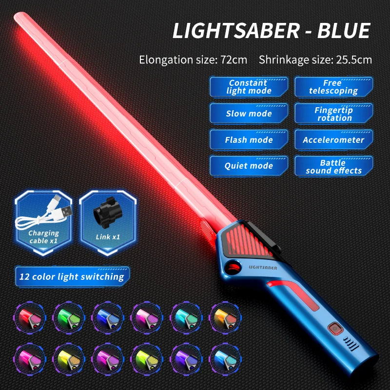 Children Colorful Glowing Sword Toys Telescopic Music Laser Sword 2-in-1 Rotating Decompression Toy Light Sword Kids Adult Toys