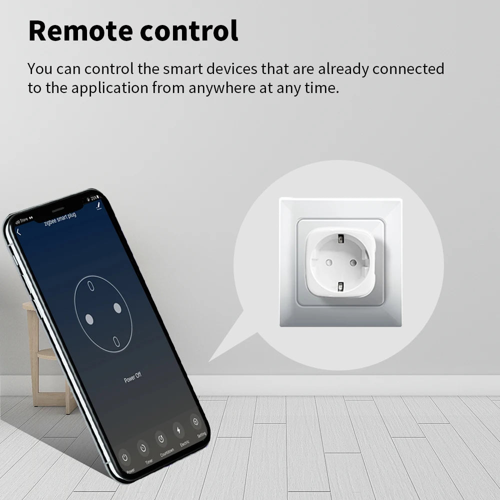 Tuya ZigBee Smart Socket Supporting Google/Alexa Voice Control| Requires Gateway| Remote Scheduling/Power Consumption Statistics