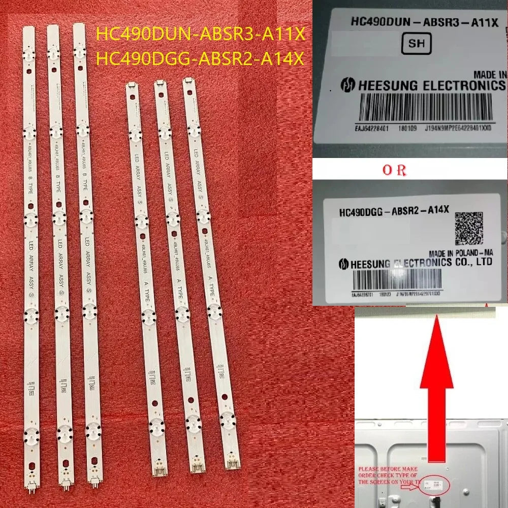 6pcs LED backlight for TV 49UJ701V TV 17Y 49inch LED ARRAY 49LJ61/UJ65 49LH61 49UJ65 A B 49UJ651V 49LJ614V 49UJ650 49UJ635