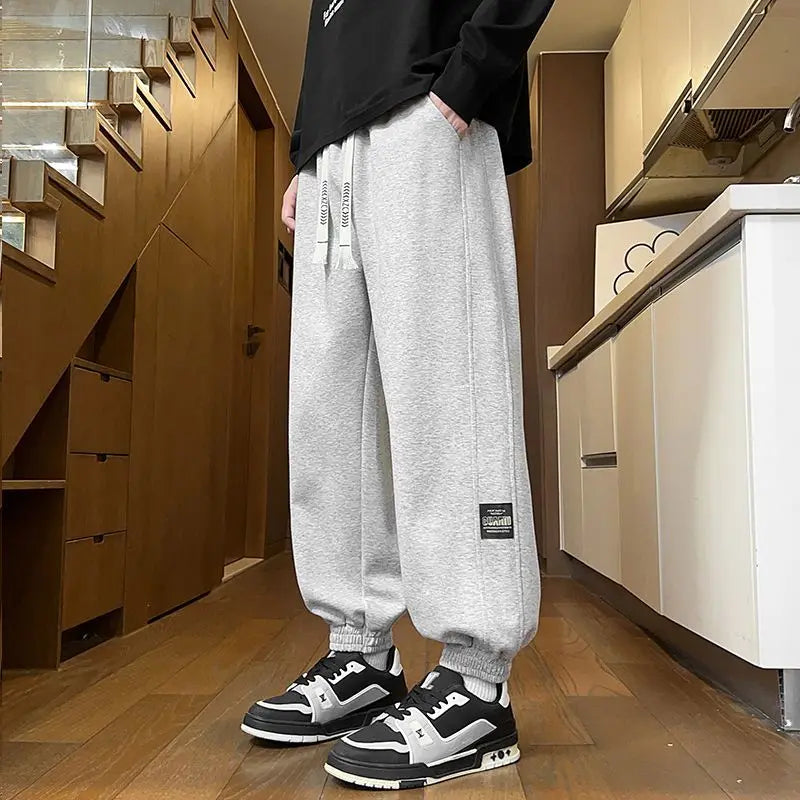Men Summer Loose Joggers Casual Streetwear Sweatpants Elastic Cuff Trousers Trendy Versatile Sports Pants