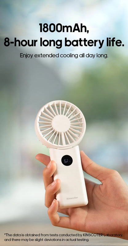 Portable Folding Handheld Fan 1800mAh Desktop Rechargeable Fan 4-speed Wind Angle Adjustable with LED Display for Outdoor Travel