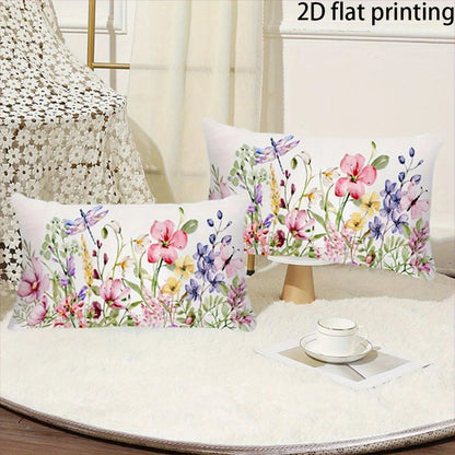 Two-piece suit Blue Floral Pillowcase for Bed , Used for sofas, chairs, cars, decorative cushion covers, pillowcases.