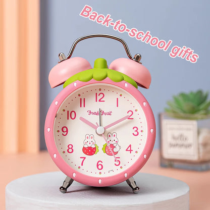 Strawberry children's alarm clock, quiet operation time, children's favorite desk clock, with night light function,