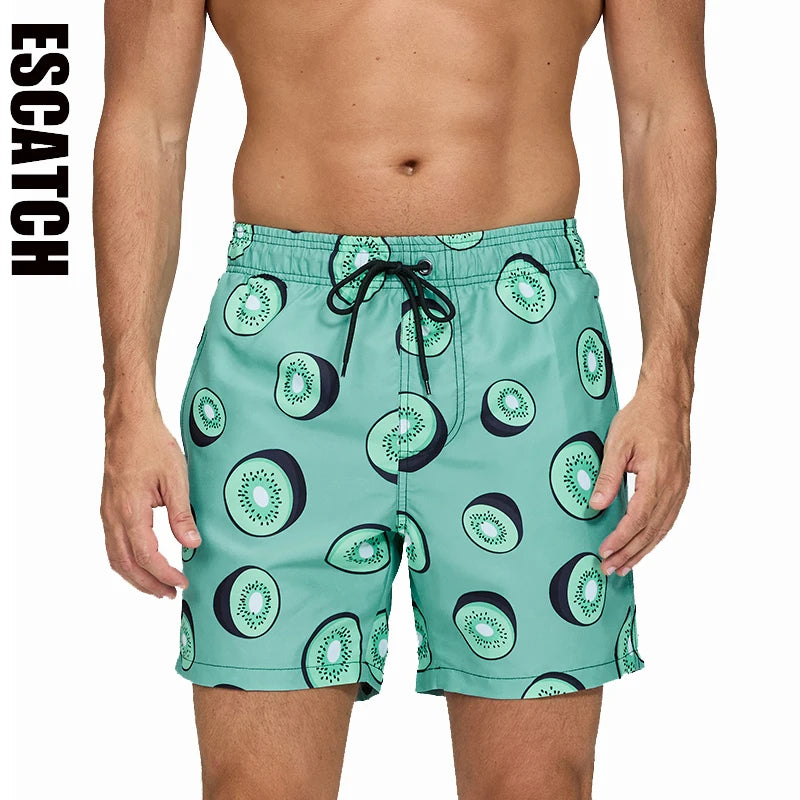 Escatch 2026 Summer New Mens Shorts Polyester Quick Dry Board Mesh Liner Side Pockets Run Gym Swimsuit Surf Swim Trunks For Man