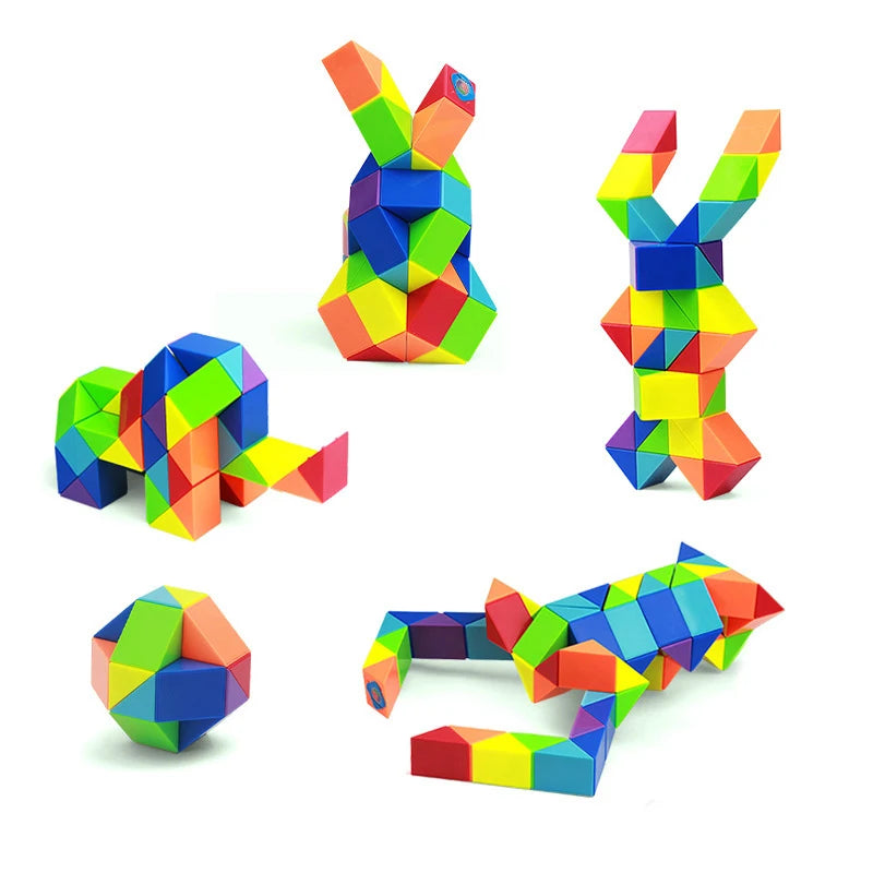 Magic Snake Cube Twist Puzzle 72/48/36/24 Wedges Brain Teaser Games For Kids Montessori Educational Toys Spielzeuge Kinder