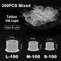 300/100PCS Disposable Tattoo Ink Cups with Base S/M/L Mixed Permanent Makeup Pigment Holder Caps Tattoo Accessories